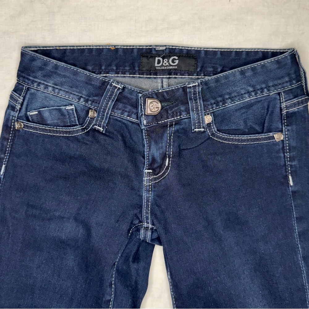 D&G Dolce & Gabbana Low Rise Dark Wash Slim Straight Jeans Size 26 - Picture 3 of 12